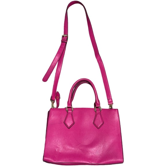 Charming Charlie Hot Pink Structured Tote Crossbody Bag - Picture 5 of 12